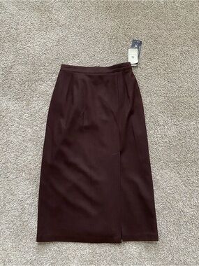 NEW Vintage Woolmark Pure Wool Midi Skirt in Chocolate Brown Size 12